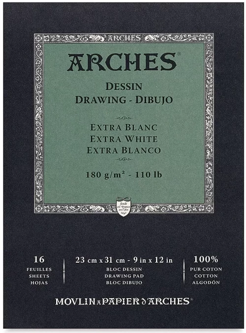 Μπλοκ σχεδίου ARCHES 180gr A4 EXTRA WHITE, 16 φύλλων