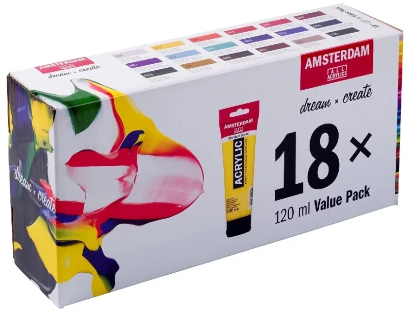 Ακρυλικά χρώματα AMSTERDAM Value Pack 18x120ml