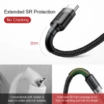 Baseus Ενισχυμένο Καλώδιο Cafule 3A USB 2.0 USB-C Αρσενικό- USB-A Αρσενικό 1m Black / Gray