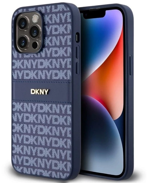 DKNY Θήκη PU Leather Repeat Pattern Tonal Stripe iPhone 15 Pro Max Blue