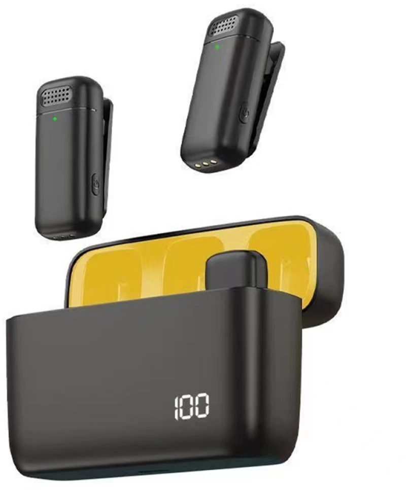 Techsuit Σετ Ασύρματα Μικρόφωνα Lavalier Wireless (LW3) με Βύσμα Lightning και Noise Reduction 70mAh Black