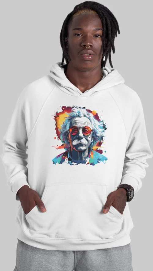 Albert Einstein Φούτερ με Κουκούλα - WHITE