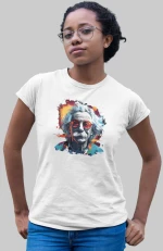 Albert Einstein W T-shirt - WHITE
