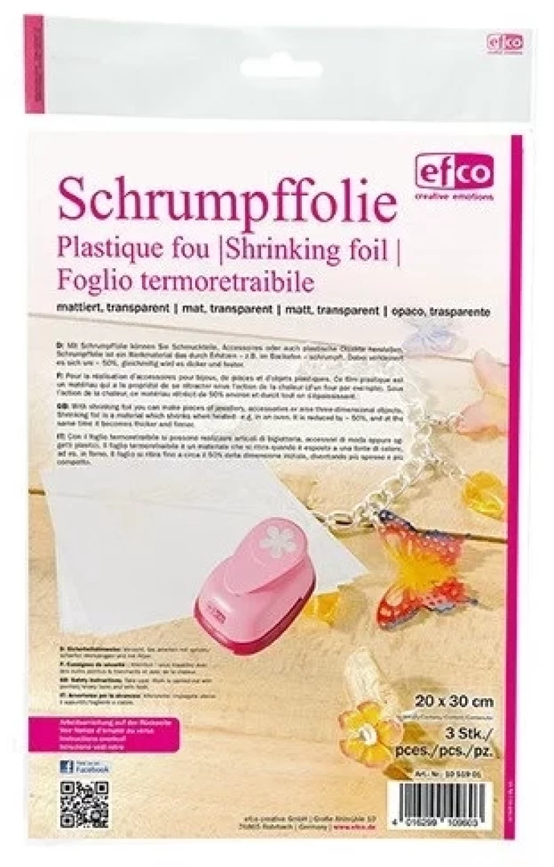 Shrink Paper, χαρτί συρρίκνωσης διαφανές ματ 20x30cm, σετ 3 φύλλων
