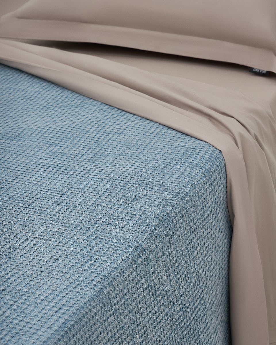 3D Βαμβακερή Πετροπλυμένη Κουβέρτα-Ριχτάρι Siran California King (270x290cm) Μπλε