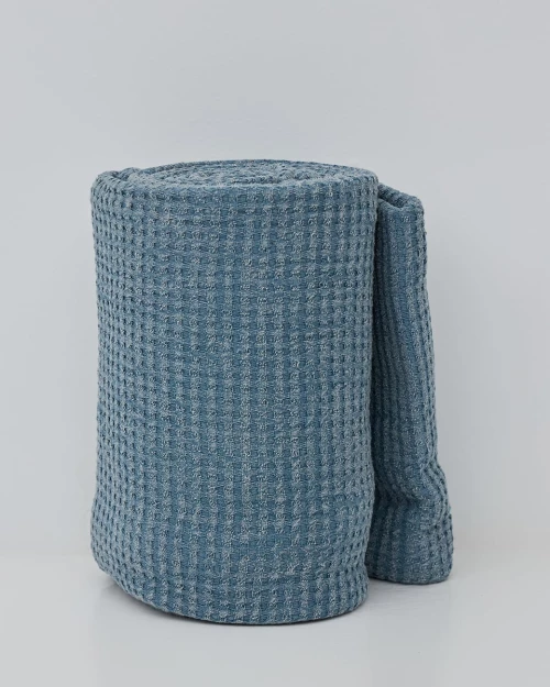 3D Βαμβακερή Πετροπλυμένη Κουβέρτα-Ριχτάρι Siran California King (270x290cm) Μπλε