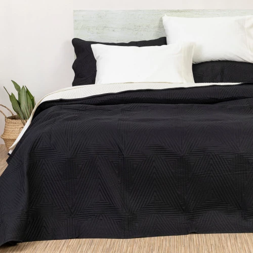 Κουβερλί Μονό (160x240) Premium Μαύρο-Εκρού Borea