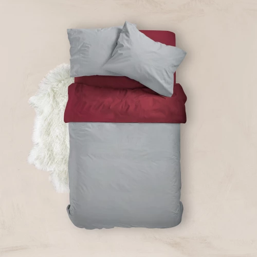 Παπλωματοθήκη Μονή (160x240) Solid Μπορντώ-Ποντικί βαμβακερή Borea