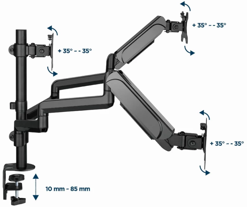 Gembird MA-DA3-01 Desk mounted adjustable mounting arm for 3 monitors (full-motion), 17”-27”, up to 7 kg