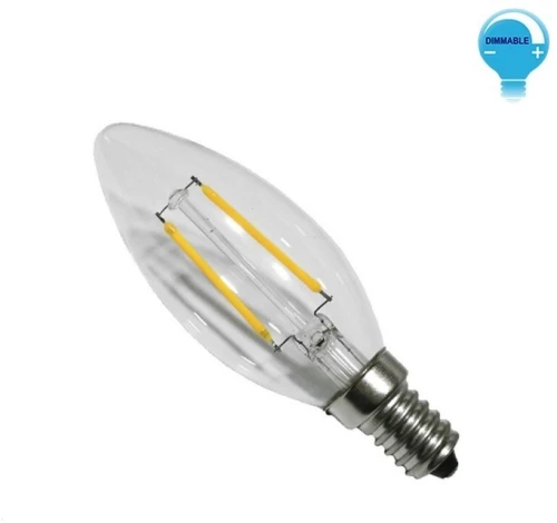 LED Λάμπα E14 2W Kεράκι Filament Edison Θερμό Dimmable 44001