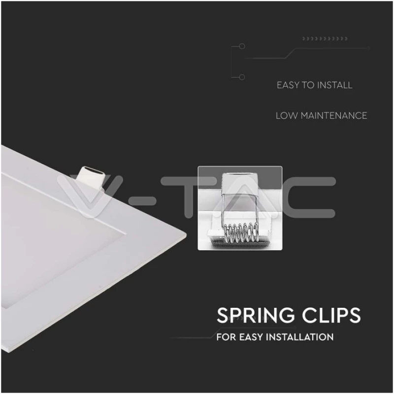 V-TAC LED Πάνελ Premium 12W Downlight Square 3000K