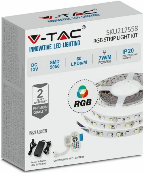 V-TAC Σετ εύκαμπτης ταινίας LED SMD5050 60 LEDs 7W/m RGB IP20 212558