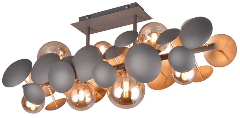 Φωτιστικό Οροφής Trio Lighting Bubble 617400842 Ανθρακί με Χρυσό Ματ