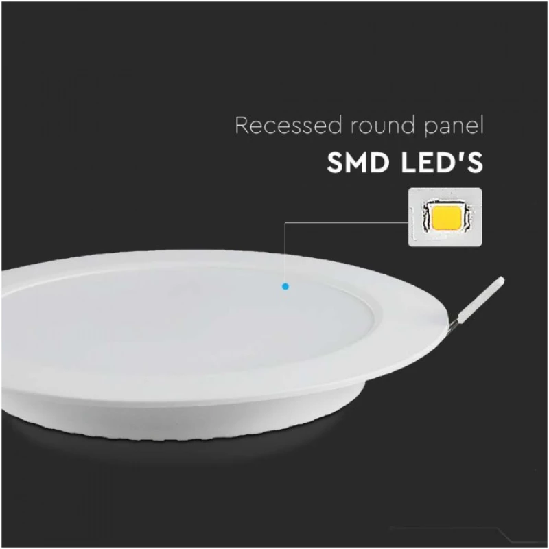 V-TAC Στρογγυλό Χωνευτό LED Panel Ισχύος 24W με Ψυχρό Λευκό Φως 7869
