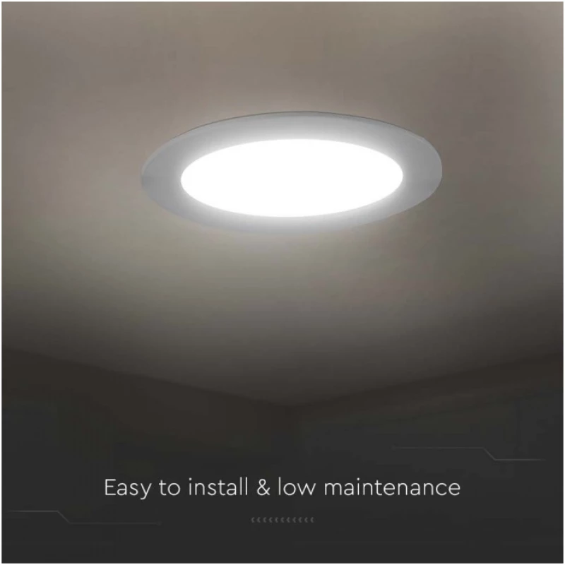 V-TAC Στρογγυλό Χωνευτό LED Panel Ισχύος 24W με Ψυχρό Λευκό Φως 7869