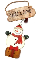 Χριστουγεννιάτικο στολίδι ξύλινο Welcome Snowman 17 εκ
