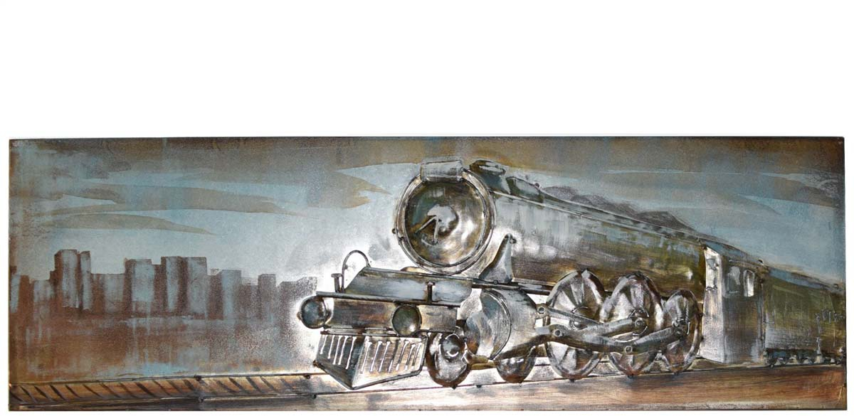 Τρένο 3D vintage μεταλλικός διακοσμητικός πίνακας 90x3x30 εκ