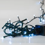 400 Led λαμπάκια IP44 με πρόγραμμα πράσινο καλώδιο και ψυχρό λευκό φως 20μ