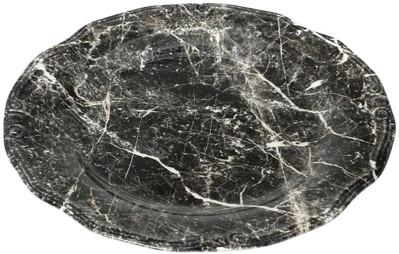 Marble στρογγυλή πιατέλα σε μαύρο χρώμα σετ των δύο τεμαχίων 33 εκ