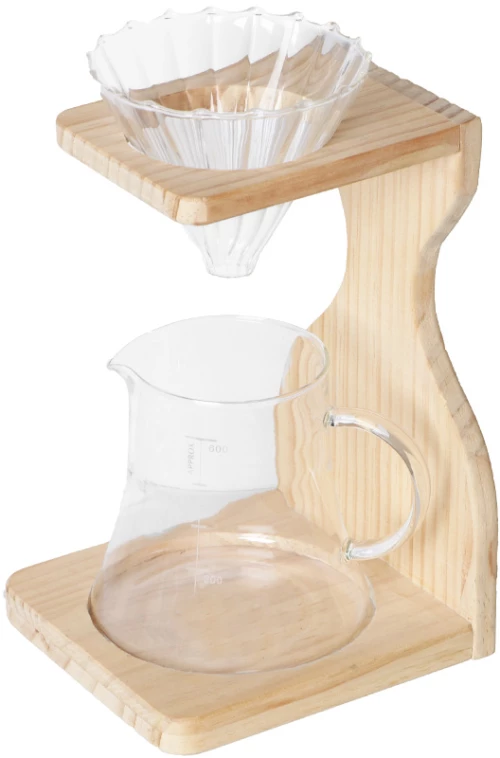 Κανάτα γαλλικού καφέ με χωνί σε ξύλινη βάση 16x15x26 εκ