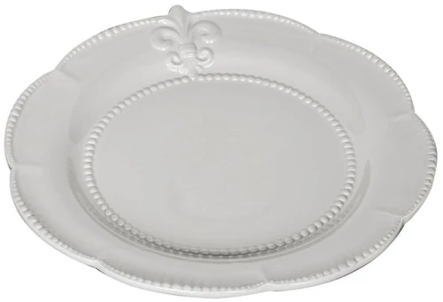 Πιάτο φαγητού Fleur de lis λευκό κεραμικό 24 εκ