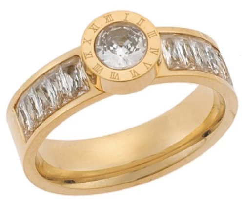 Δαχτυλίδι Senza Gold Plated Steel, Mε πέτρες