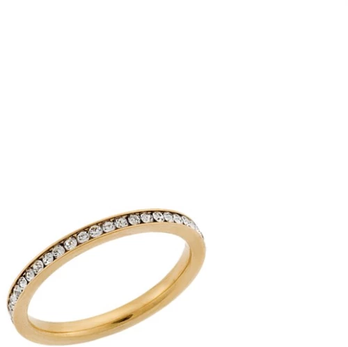 Δαχτυλίδι Senza Gold Plated Steel, Ολόβερο με λευκές πέτρες