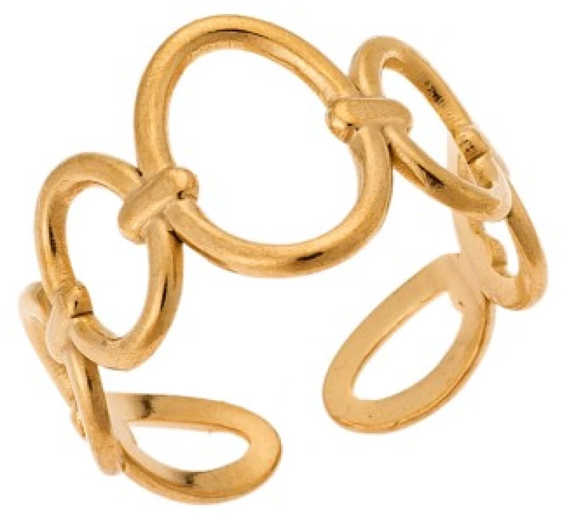 Δαχτυλίδι Senza Gold Plated Steel, με άνοιγμα και οβάλ σχέδια