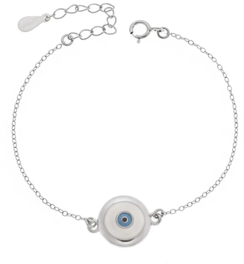 Βραχιόλι Senza Silver 925, στρογγυλό ματάκι με σμάλτο