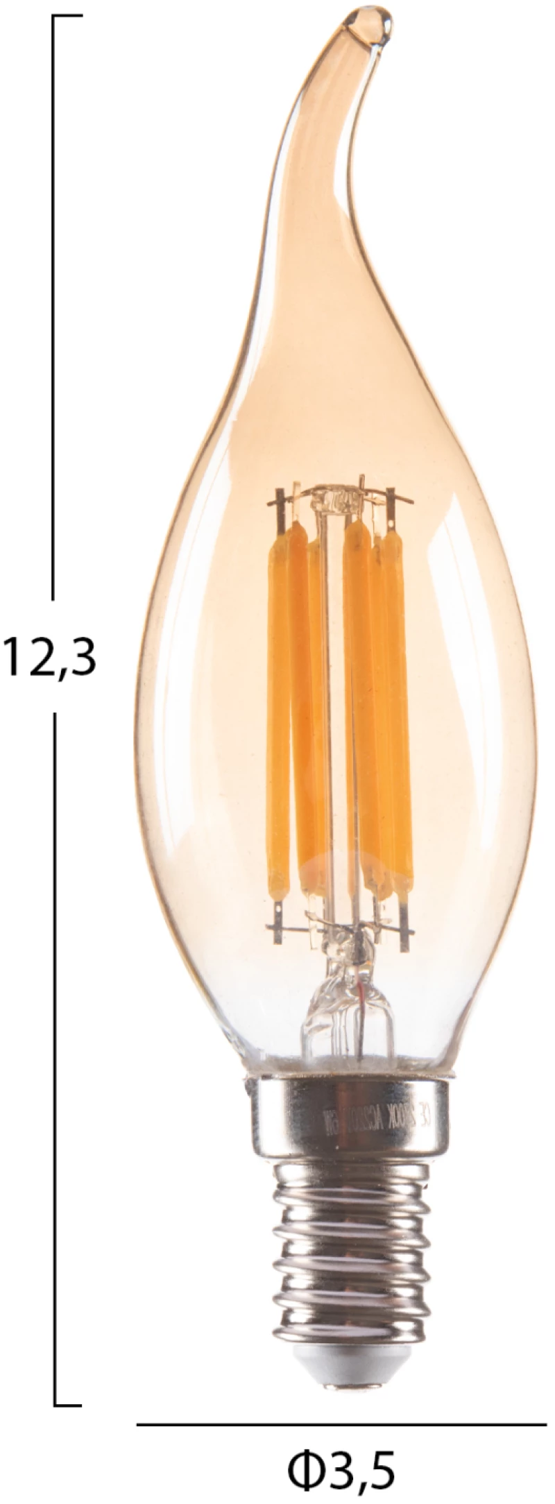 ΛΑΜΠΤΗΡΑΣ HM4047.02 ΣΤΥΛ ΦΛΟΓΑ LED FILAMENT 6W E14 3000K GOLD DIMMABLE (1 Τεμμάχια)