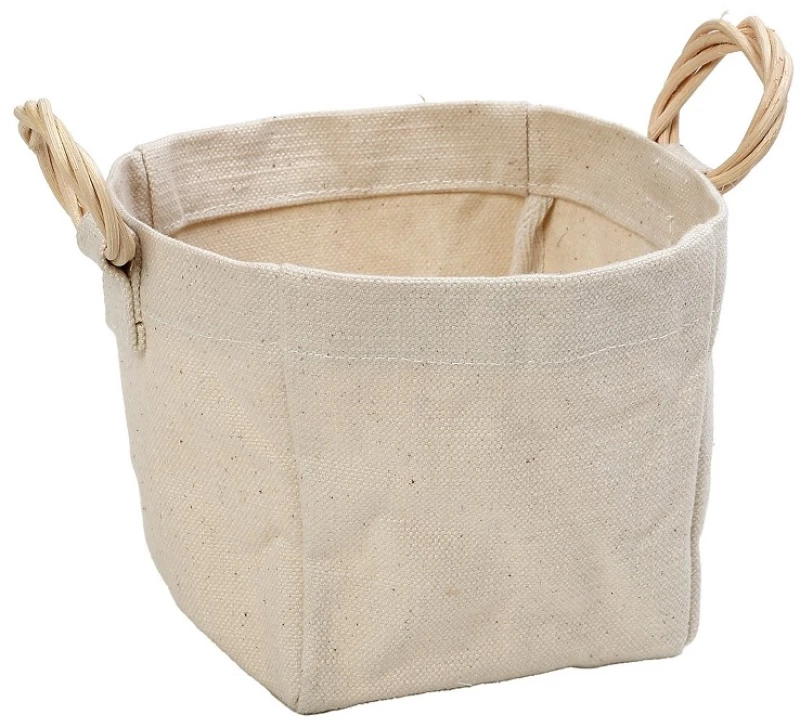 Δοχείο υφασμάτινο με λαβή Rattan 15x15x15 εκ