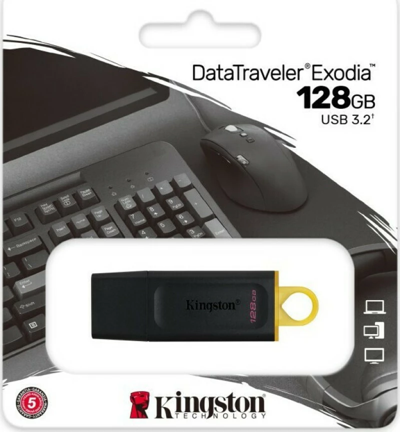 Kingston Technology DataTraveler Exodia USB flash drive 128 GB USB Type-A 3.2 Gen 1 (3.1 Gen 1) Black