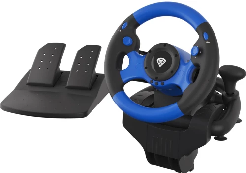 GENESIS SEABORG 350 Black, Blue USB Steering wheel + Pedals Nintendo Switch, PC, PlayStation 4, Playstation 3, Xbox 360, Xbox One