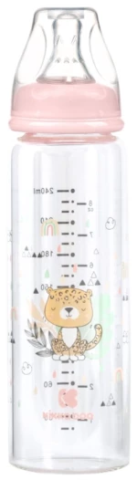 Γυάλινο μπιμπερό 240ml Kikka Boo Savanna Pink