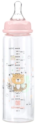 Γυάλινο μπιμπερό 240ml Kikka Boo Savanna Pink