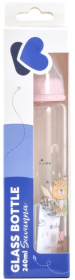 Γυάλινο μπιμπερό 240ml Kikka Boo Savanna Pink