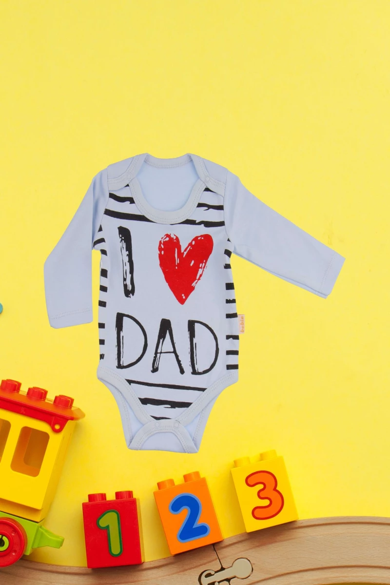Κορμάκι Βρεφικό Μακρύ Μανίκι Love Dad W2254 - ΓΑΛΑΖΙΟ