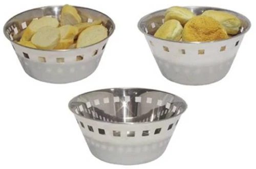 Ψωμιέρα στρογγυλή INOX τρυπητή Φ18cm 05-168. - Φ18cm