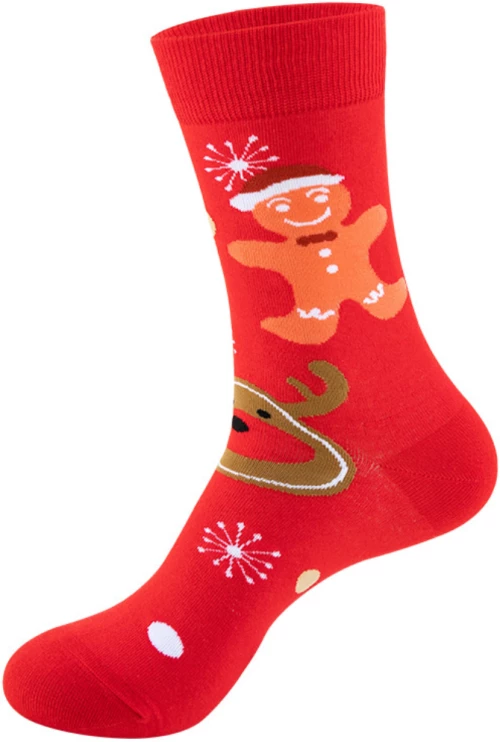 Noxxiez Χριστουγεννιάτικες κάλτσες unisex με σχέδιο Cookie Red Νο 38-45