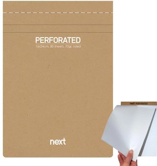 441604 NEXT ΜΠΛΟΚ ΣΗΜΕΙΩΣΕΩΝ PERFORATED ΡΙΓΕ 16,5X24ΕΚ., 80Φ., 70ΓΡ. ΤΕΜ