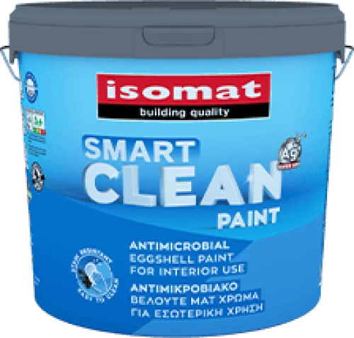 Isomat Smart Clean Paint Λευκό Εξαιρετικής ποιότητας, αντιμικροβιακό βελουτέ ματ χρώμα για εσωτερική χρήση 0.75Lit