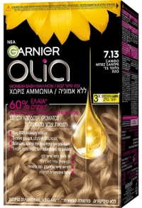 Garnier Olia Μόνιμη Βαφή Μαλλιών Χωρίς Αμμωνία 60gr - 7.13 Ξανθό Μπέζ Σαντρέ