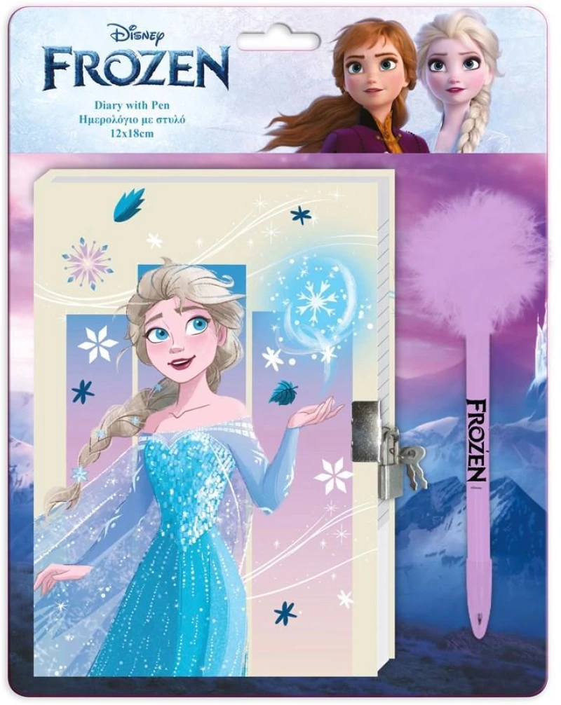 Ημερολόγιο Frozen Με Κλειδαριά Και Στυλό Pom Pom 564296