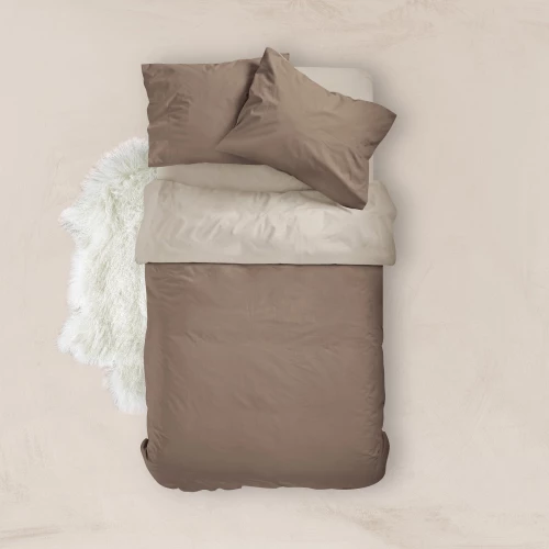 Παπλωματοθήκη Μονή (160x240) Solid Μπεζ-Καφέ βαμβακερή Borea