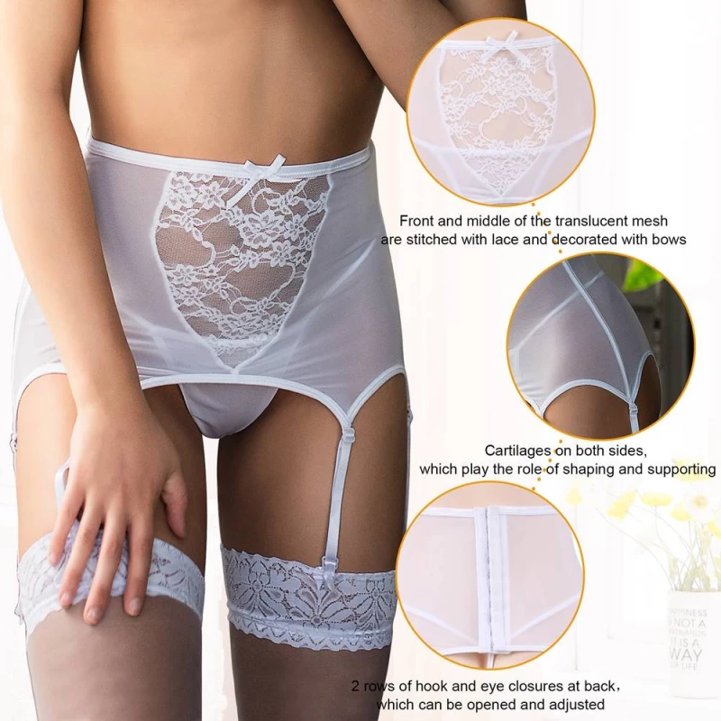 Sexy White Lace Garter Panty