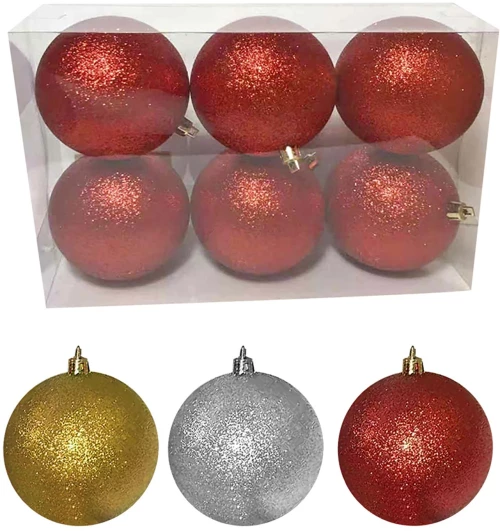 Μπάλα glitter πακ=6τεμ φ8 8cm Xmasfest 1131716 - Χρυσό
