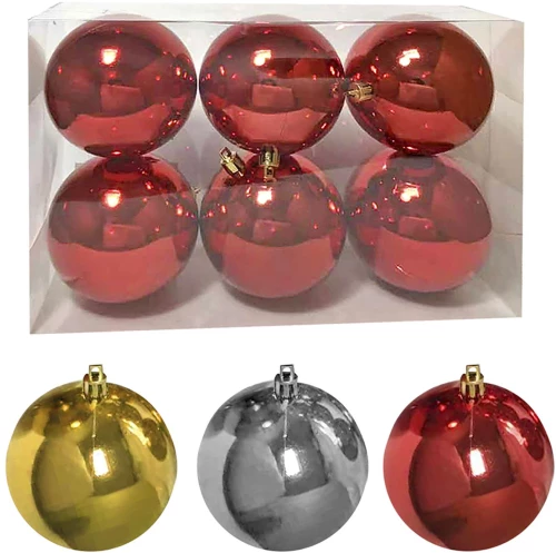 Μπάλα γυαλιστερή πακ=6τεμ 10cm Xmasfest 1131713 - Ασημί