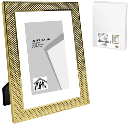 Κορνίζα ατσάλινη με χρυσή πλέξη 10x15cm Homie 322073