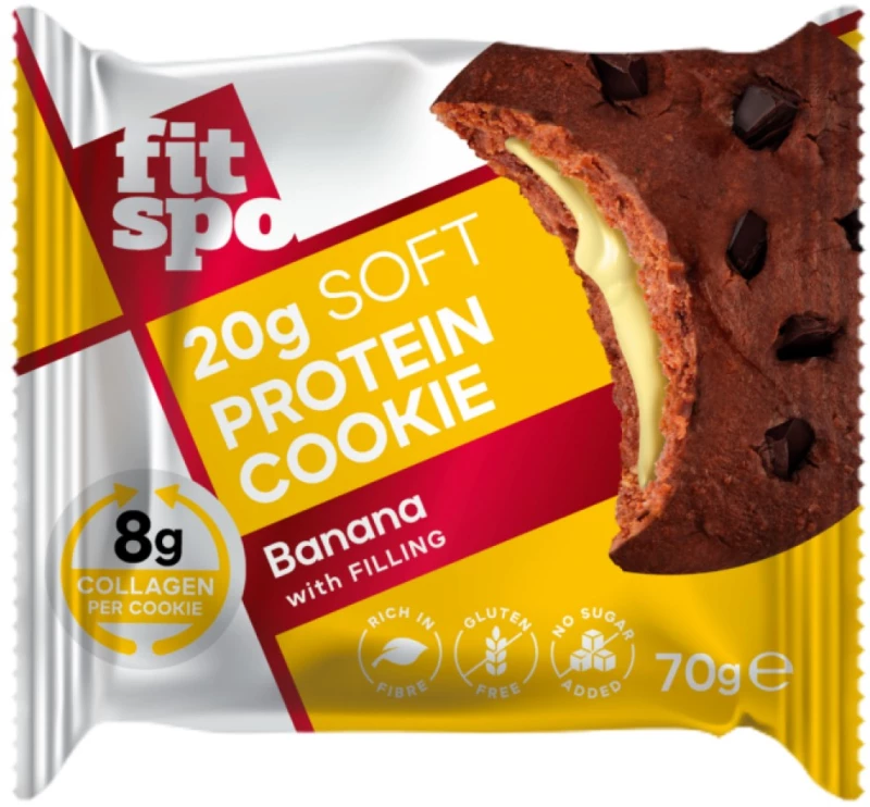 Fit Spo Soft Protein Cookie | with 8g Collagen & No Added Sugar [70 Γραμμάρια] Μπανάνα