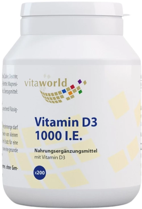 VitaWorld Vitamin D3 1000 IU / 25 mcg [200 Ταμπλέτες]